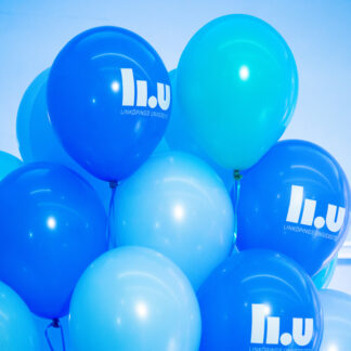 Ballonger, blå med logotyp, 100-pack LIU