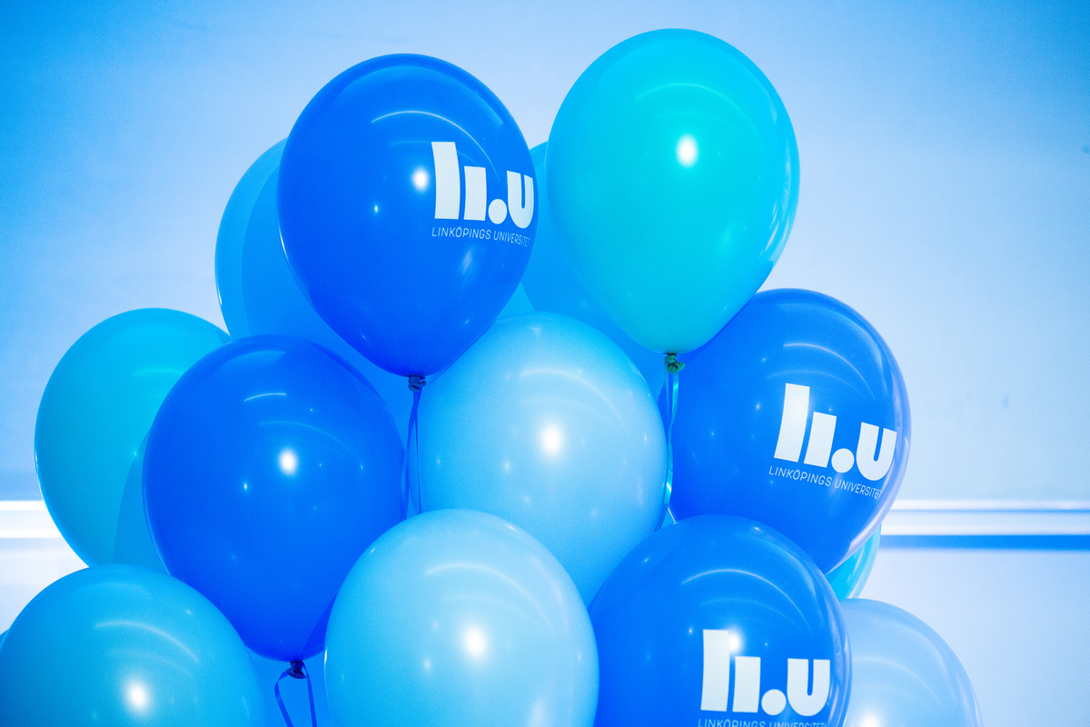 Ballonger, blå med logotyp, 100-pack LIU